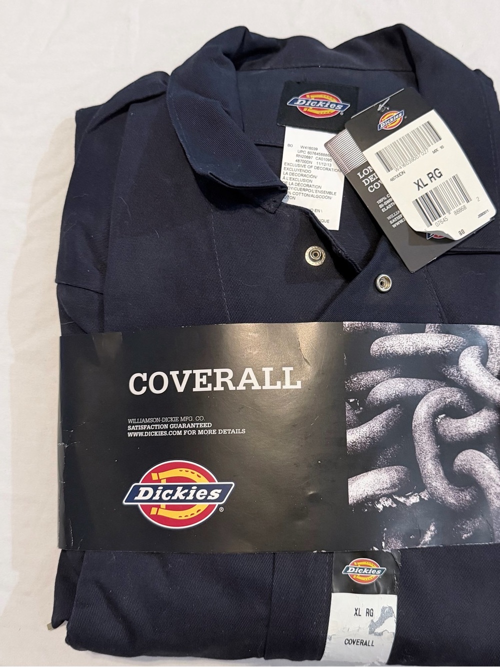 Dickies 48611DN Men’s Blue Long Sleeve Coverall Cotton Blend Twill XL Regular